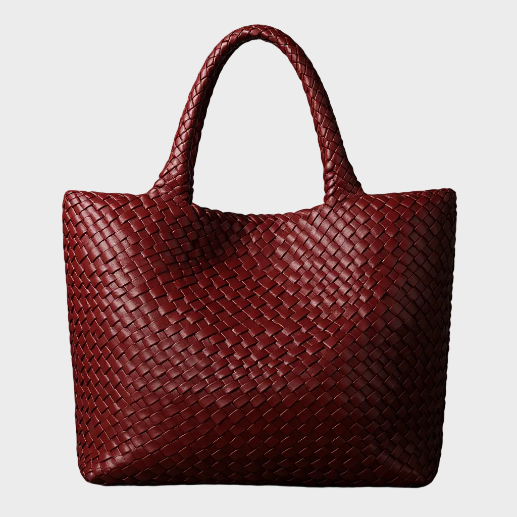 Borsa a Spalla in Pelle Vegana Intrecciata a Mano