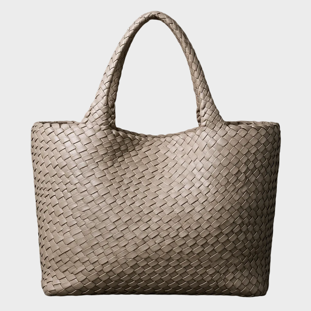 Borsa a Spalla in Pelle Vegana Intrecciata a Mano
