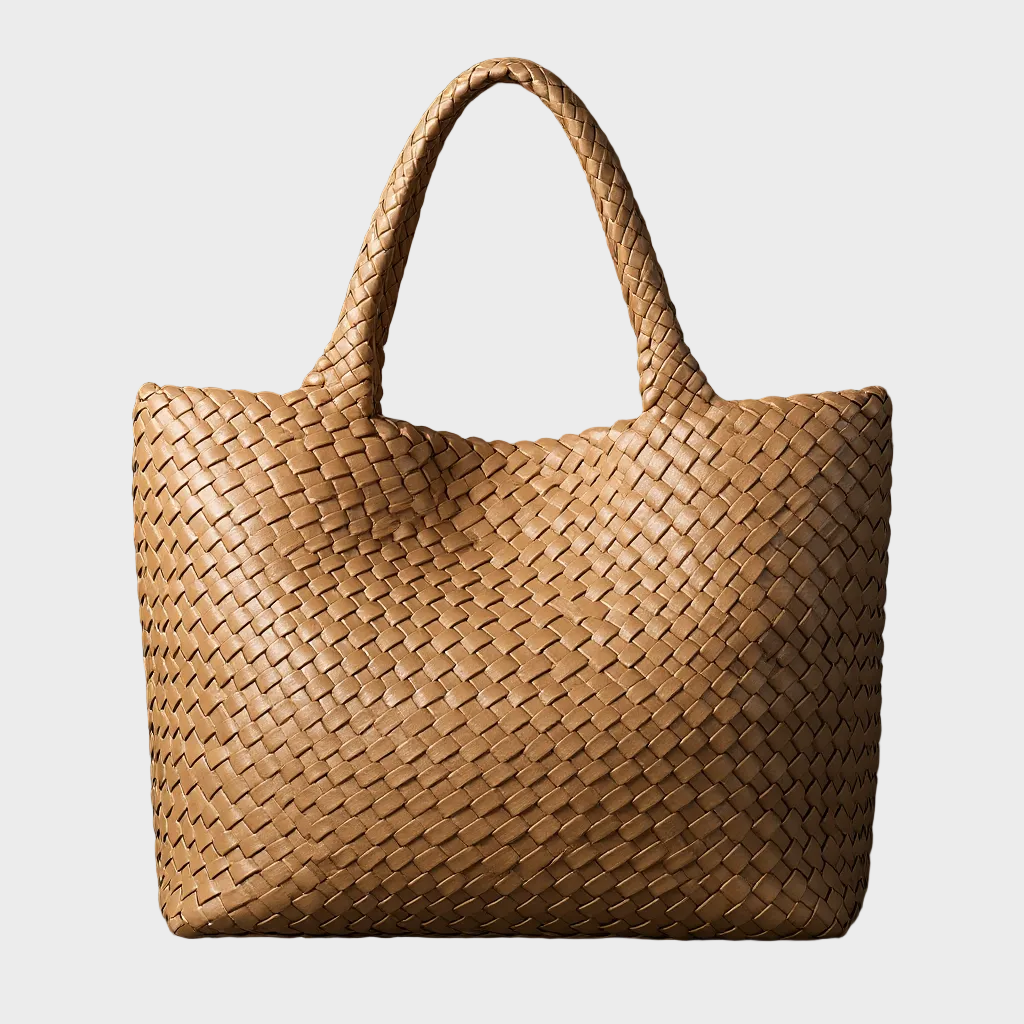 Borsa a Spalla in Pelle Vegana Intrecciata a Mano