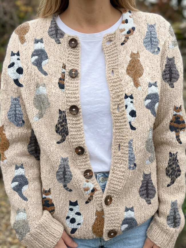 CHARLOTTE | CARDIGAN CON STAMPA GATTO