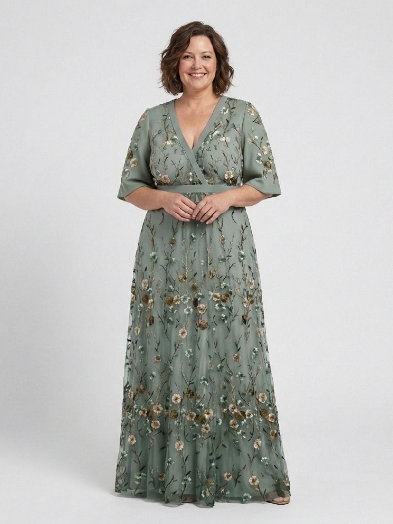 Evadne | Abito Maxi Floreale con Scollo a V