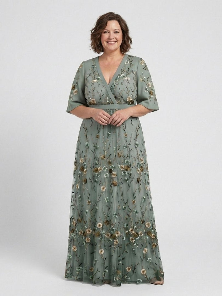Evadne | Abito Maxi Floreale con Scollo a V