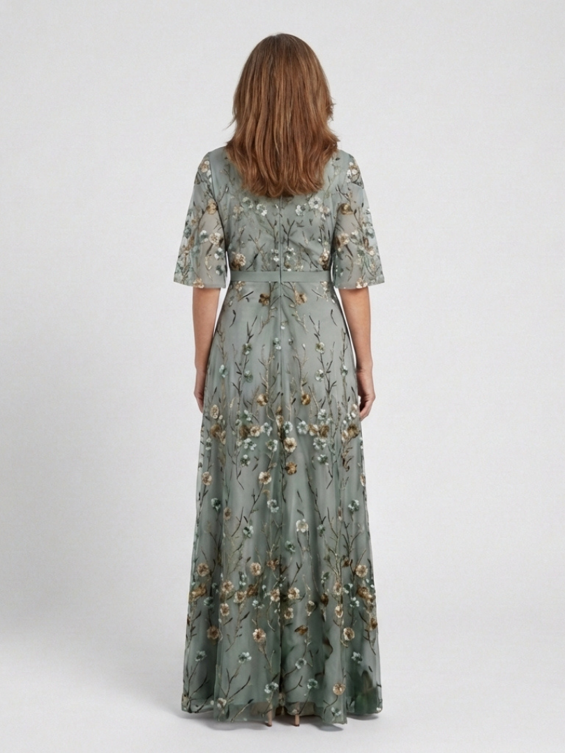 Evadne | Abito Maxi Floreale con Scollo a V