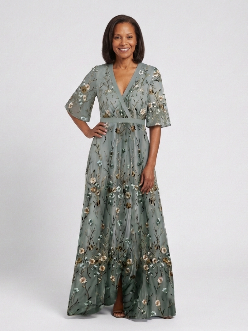 Evadne | Abito Maxi Floreale con Scollo a V