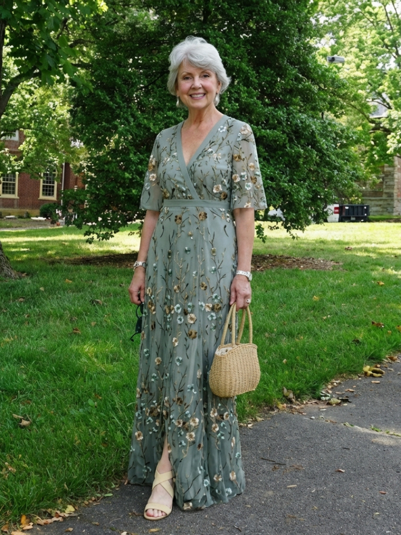 Evadne | Abito Maxi Floreale con Scollo a V