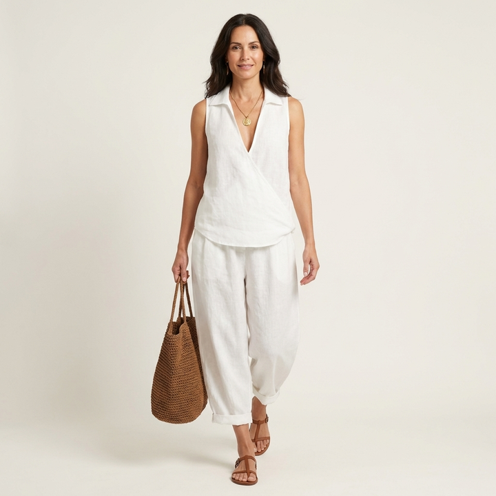 Twiila | Top Incrociato & Pantaloni a Gamba Larga