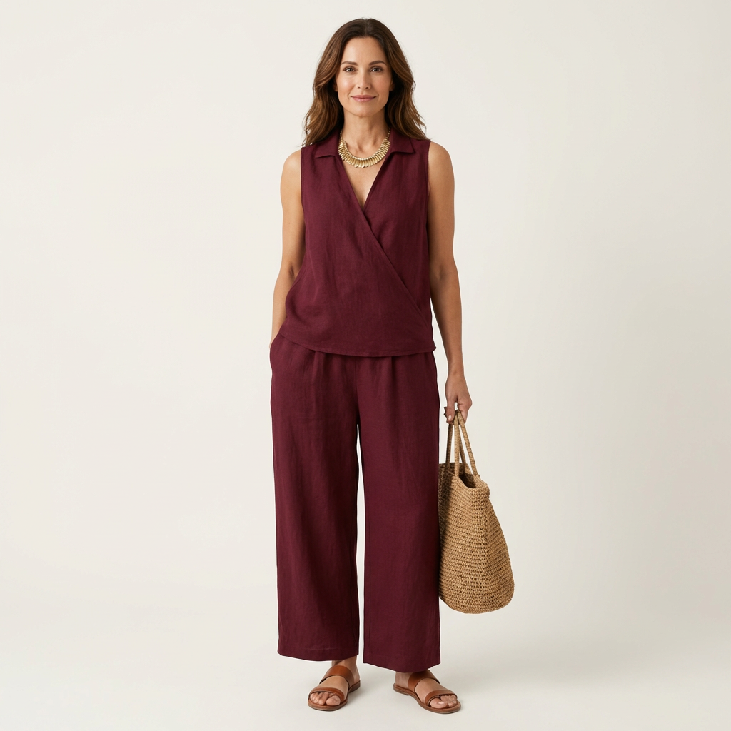 Twiila | Top Incrociato & Pantaloni a Gamba Larga