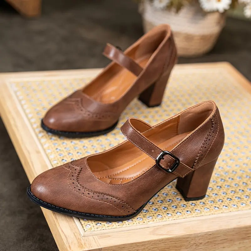 Dorka | Scarpe in Pelle con Tacco e Fibbia