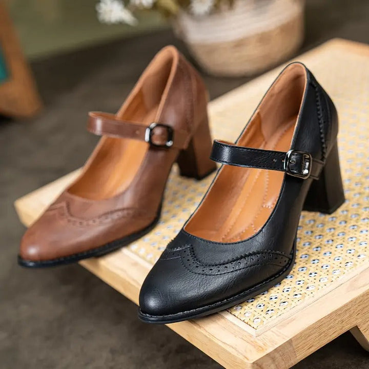 Dorka | Scarpe in Pelle con Tacco e Fibbia