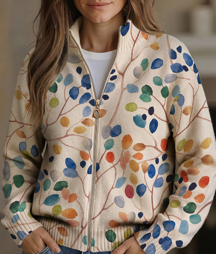 Delphine | Cardigan Donna Botanico con Zip