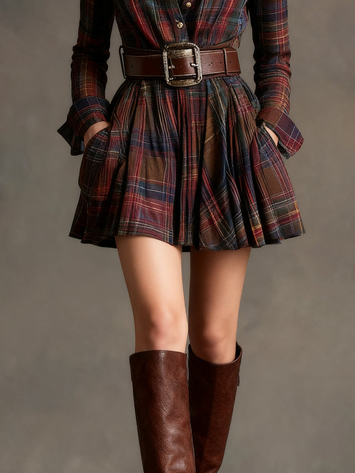 SIENNA | ABITO CAMICIA A QUADRI CON CINTURA