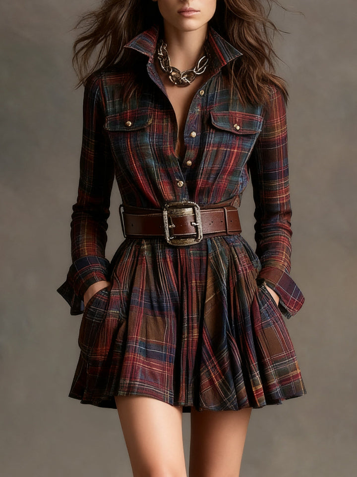 SIENNA | ABITO CAMICIA A QUADRI CON CINTURA