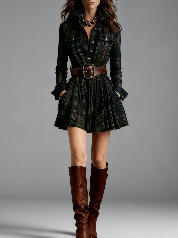 SIENNA | ABITO CAMICIA A QUADRI CON CINTURA