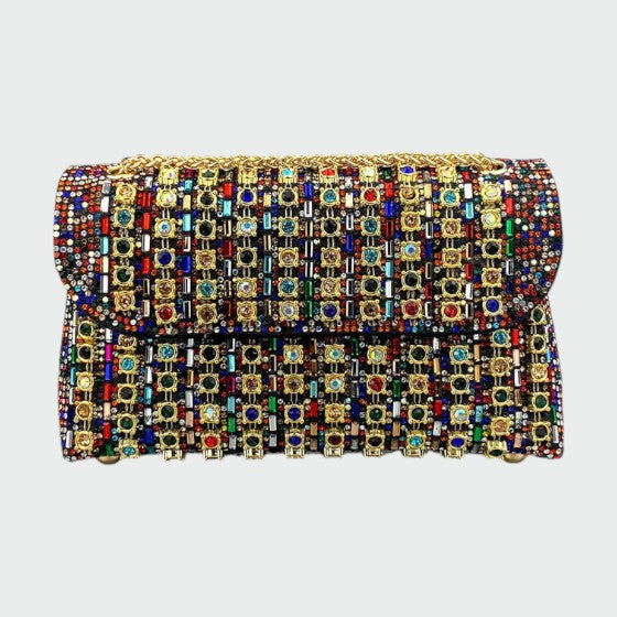 Laviera - Borsa a Spalla con Catena e Diamanti Colorati