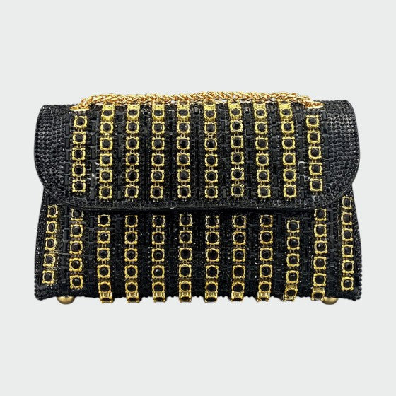 Laviera - Borsa a Spalla con Catena e Diamanti Colorati