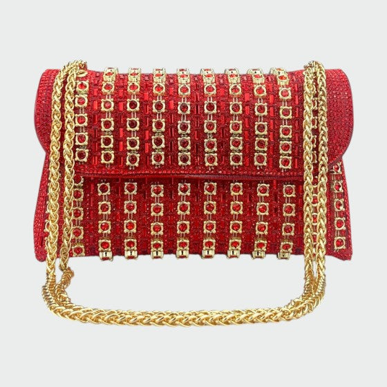 Laviera - Borsa a Spalla con Catena e Diamanti Colorati