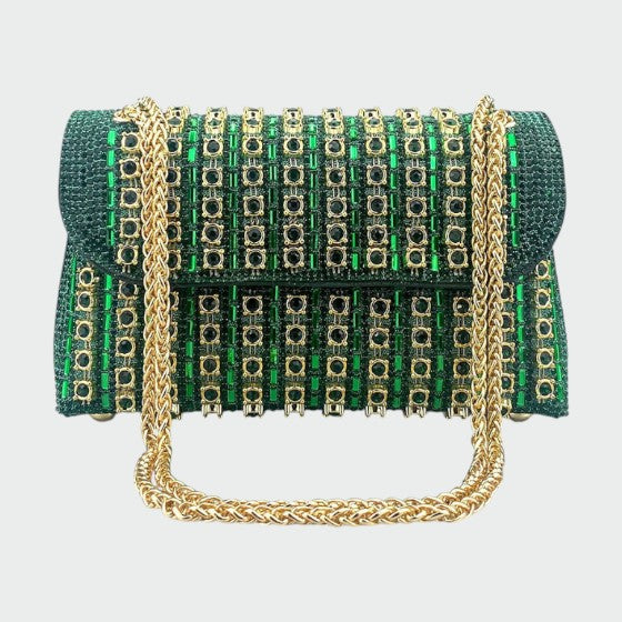 Laviera - Borsa a Spalla con Catena e Diamanti Colorati