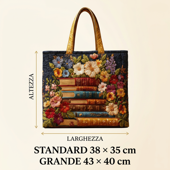 Borsa Trapuntata stampa floreale e libri – Per Amanti dei Libri