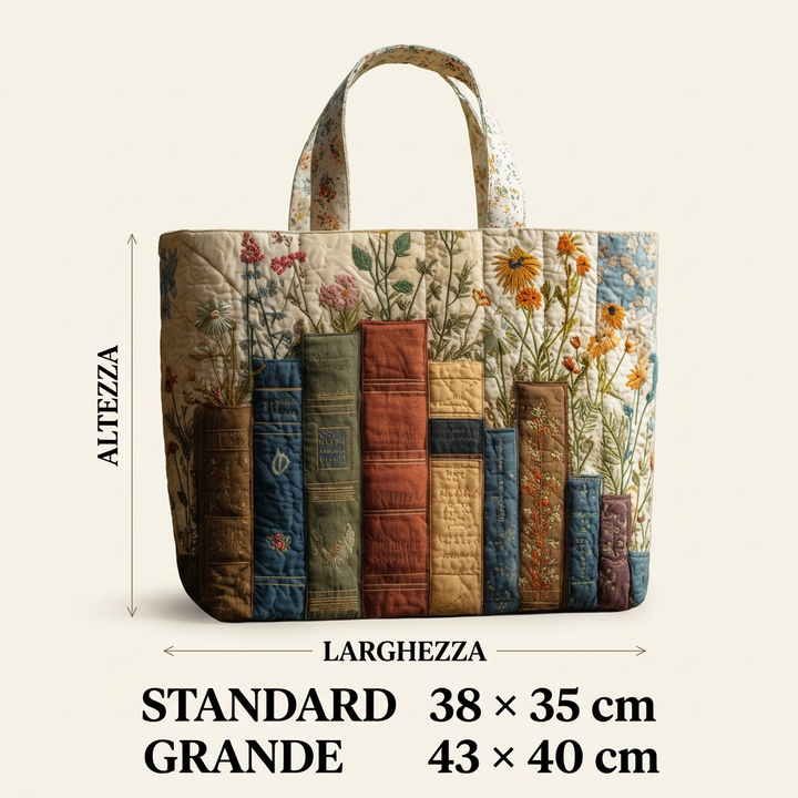 Borsa Trapuntata libri e fiori – Per Amanti dei Libri