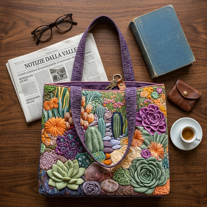 Borsa Floreale Trapuntata giardino di succulente – Due Misure