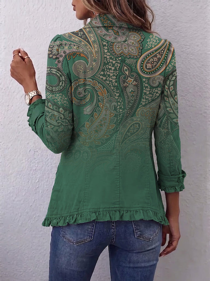 Jemara | Giacca Boho con Volant e Motivo Paisley