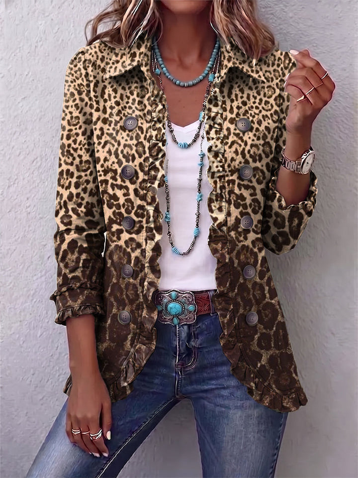 Navara | Giacca Rossa con Stampa Leopardo