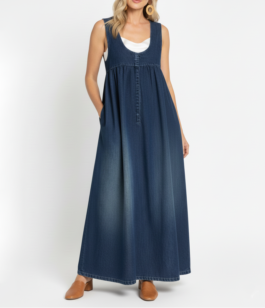 KAREN | ABITO LUNGO IN DENIM LAVATO