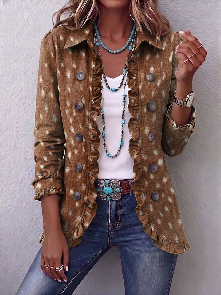 Nolinda | Giacca Boho con Volant e Stampa Animalier