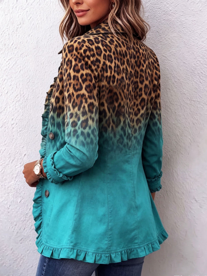 Elspeth | Blazer con Volant e Stampa Leopardo Sfumata