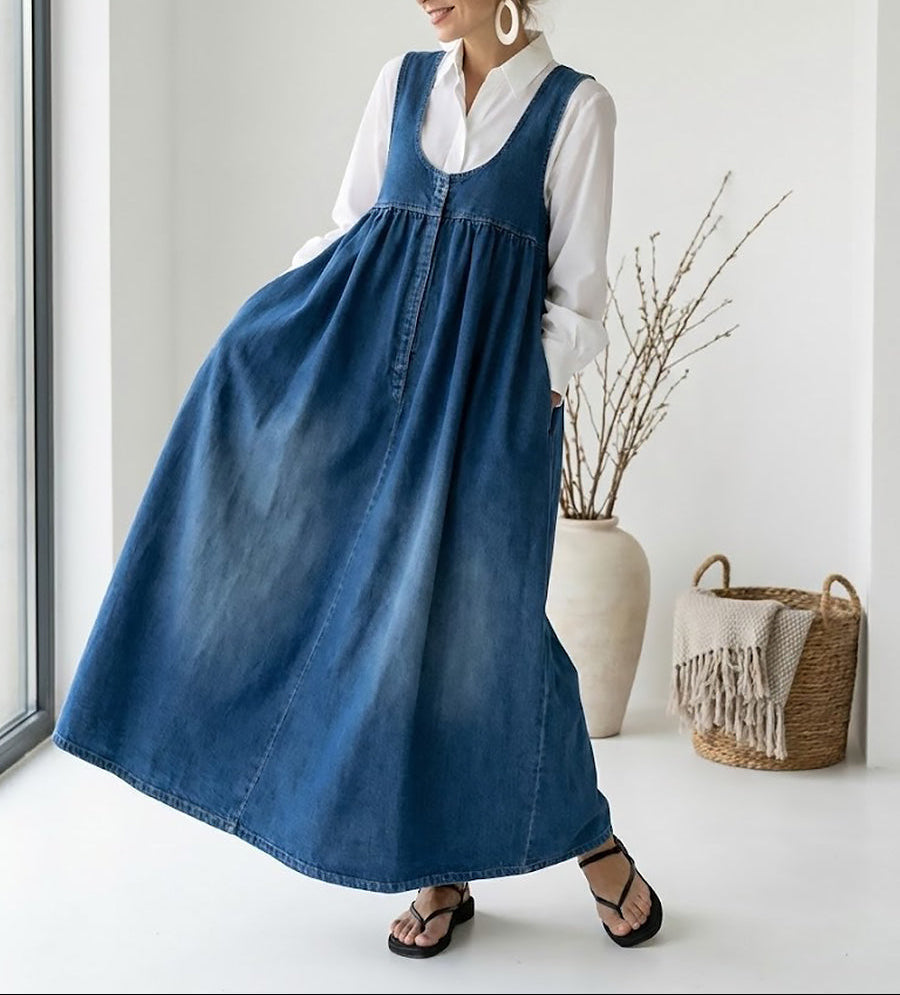 KAREN | ABITO LUNGO IN DENIM LAVATO