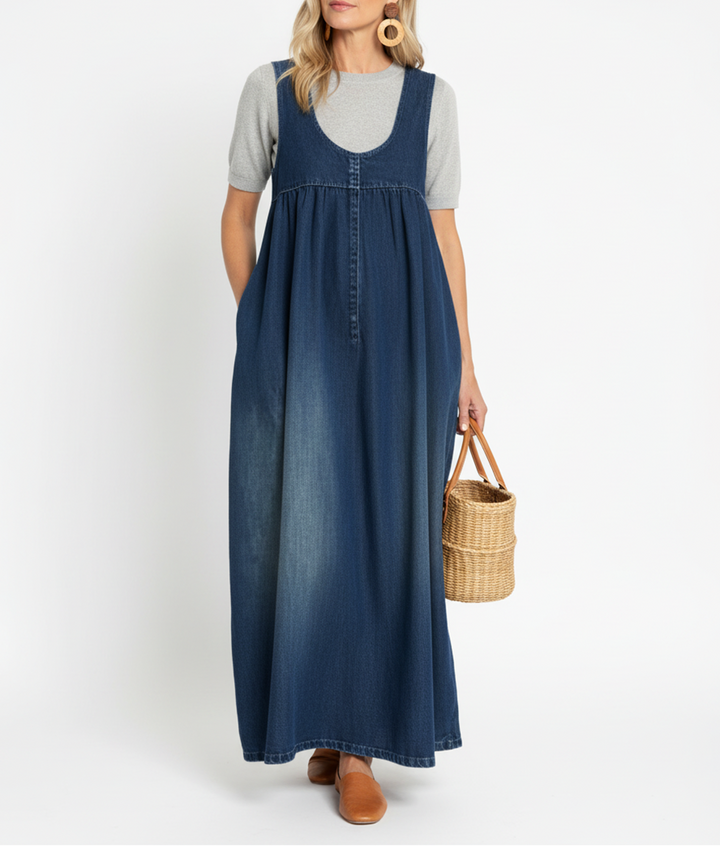 KAREN | ABITO LUNGO IN DENIM LAVATO