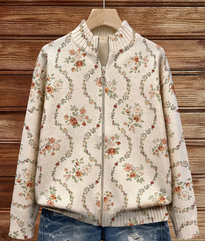 Vivienne | Cardigan Donna Floreale con Zip