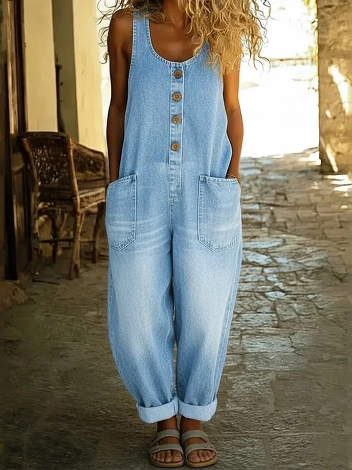 RUTH | SALOPETTE IN DENIM LAVATO