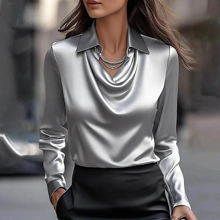 Blusa con Collo Drappeggiato