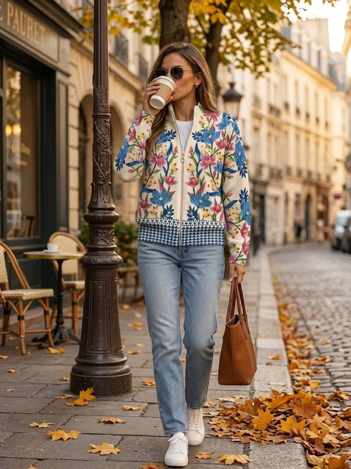 Clementine | Cardigan Donna Botanico Floreale con Zip