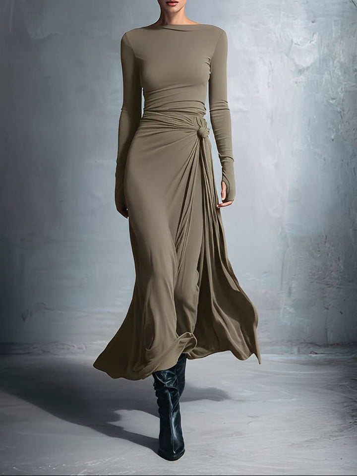 YASMINA | ABITO MAXI CON ALLACCIATURA LATERALE