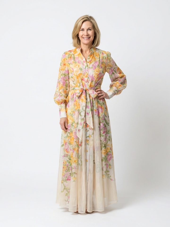 Cressida | Abito Maxi Floreale a Maniche Lunghe