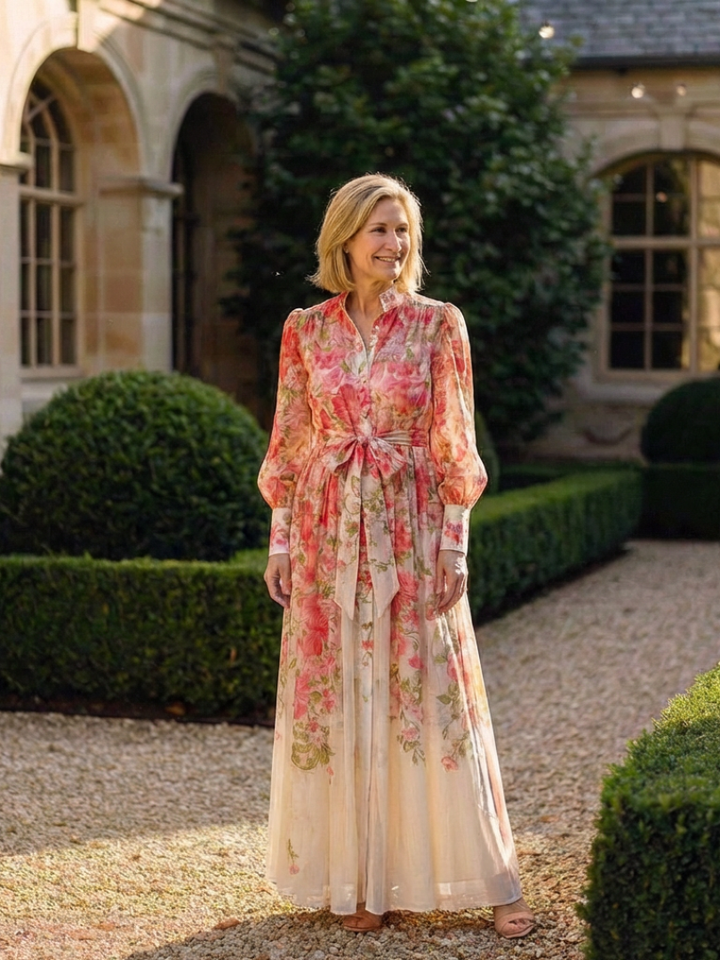 Cressida | Abito Maxi Floreale a Maniche Lunghe