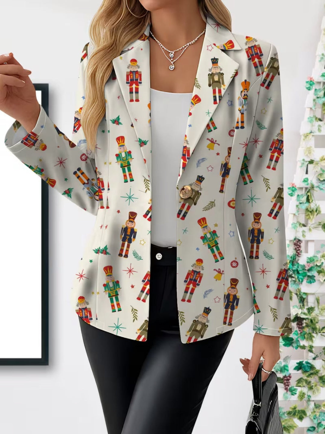 Vivenne | Blazer Donna con Stampa Schiaccianoci