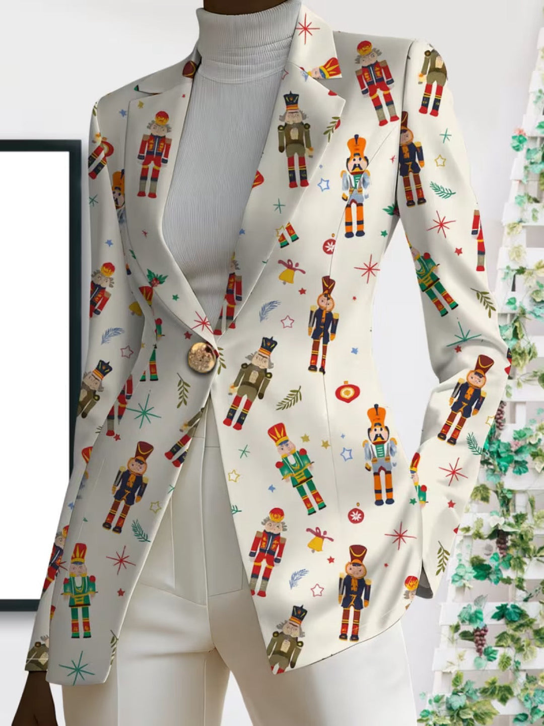 Vivenne | Blazer Donna con Stampa Schiaccianoci