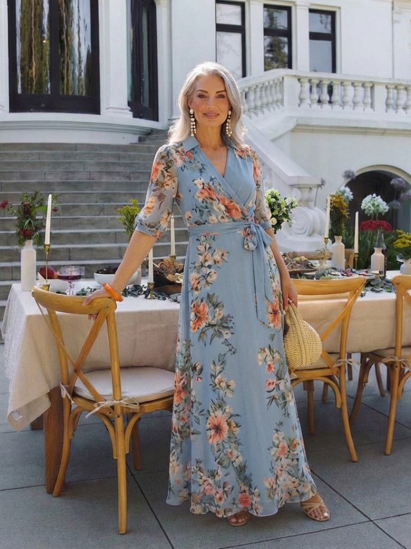 Elowen | Abito Maxi Floreale con Scollo a V
