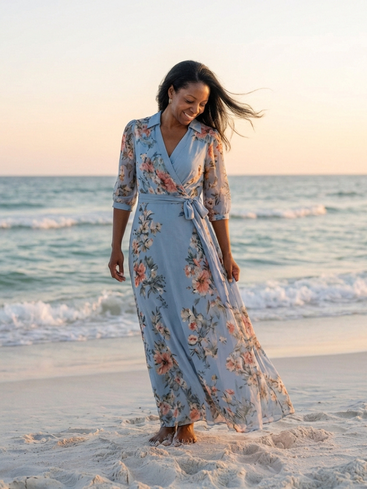 Elowen | Abito Maxi Floreale con Scollo a V